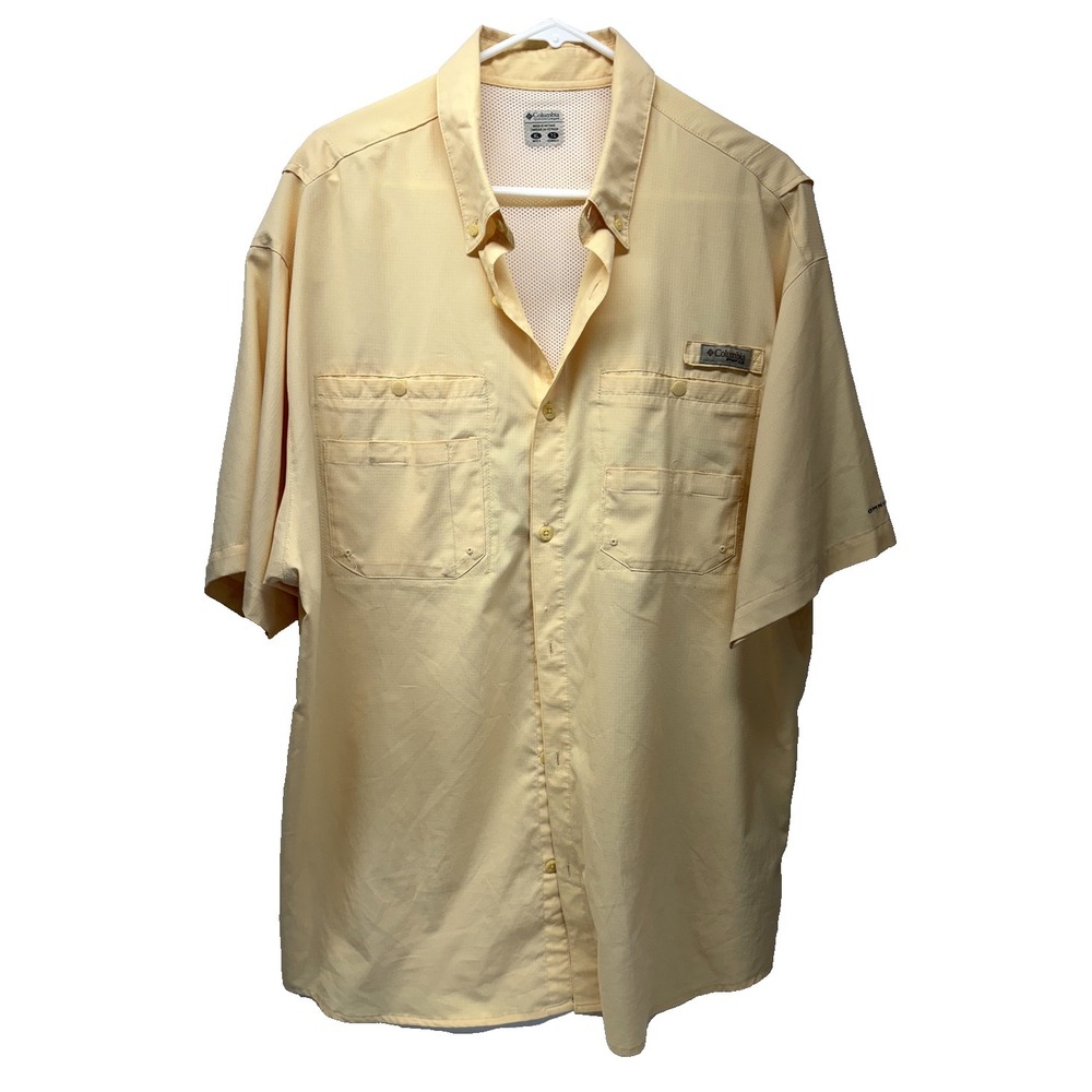 Columbia PFG Shirt Mens XL Light Y Performance Fishing Gear Mesh Lined Button Up